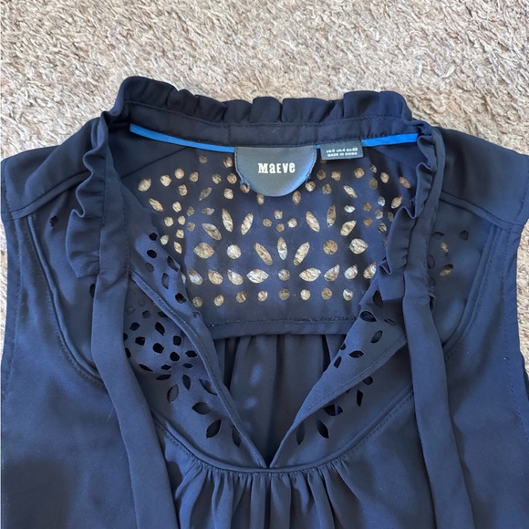 ANTHROPOLOGIE MAEVE Sleeveless Cut-Out Tie Blouse - Picture 2 of 3